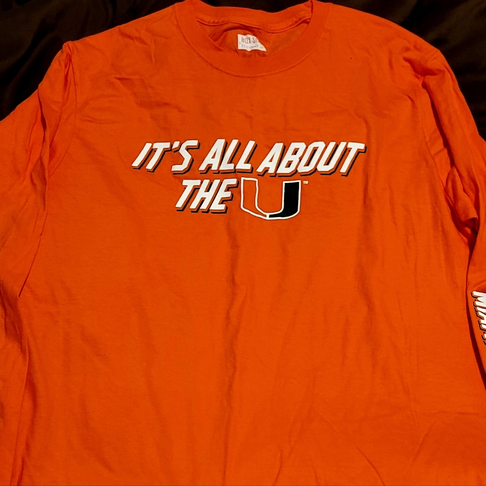 TWO Large LS Miami Hurricanes shirts.